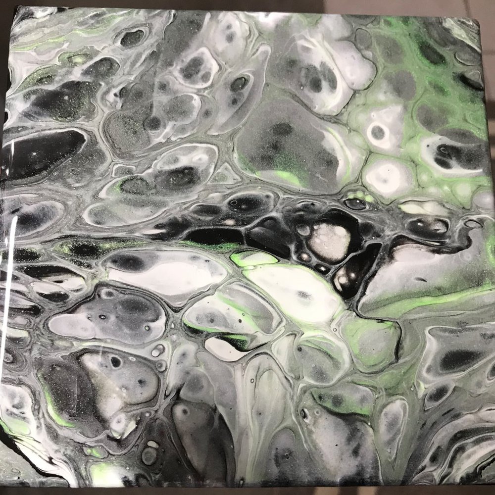 NWOT Fluid Art Abstract Painting, Acrylic Pour Art